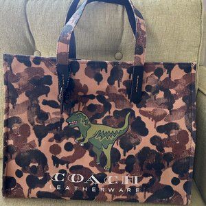 COACH: Canvas Tote With Camo Print And Rexy